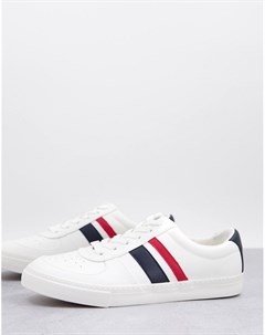 Белые кроссовки в стиле ретро с темно синими и красными полосками Asos design