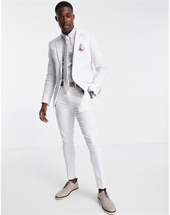 Cупероблегающие брюки пастельного серого цвета из хлопка и льна Wedding Asos design