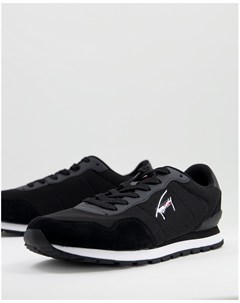 Черные замшевые кроссовки для бега с надписью логотипом Tommy jeans