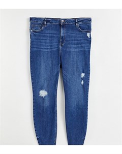 Зауженные джинсы с завышенной талией рваной отделкой и необработанным низом штанин классического гол River island plus