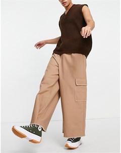 Светло бежевые свободные брюки с эластичным поясом Asos design