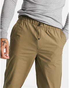 Нейлоновые брюки цвета хаки с затягивающимся шнурком Selected homme