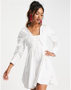 Белое платье рубашка мини с корсетной вставкой на лифе Asos design