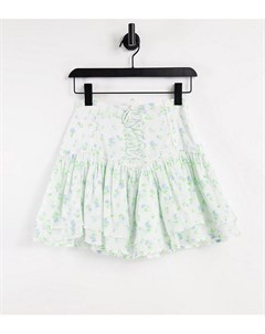 Мини юбка с оборками шнуровкой и цветочным принтом ASOS DESIGN Petite Asos petite