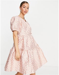 Платье мини с присборенной юбкой и жаккардовым цветочным принтом Y.a.s