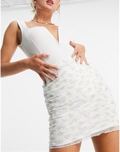 Светлая сетчатая мини юбка с мелким цветочным принтом Asos design