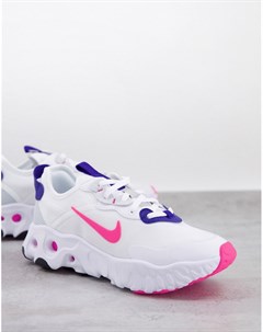 Белые кроссовки с розовой и фиолетовой отделкой React Art Nike