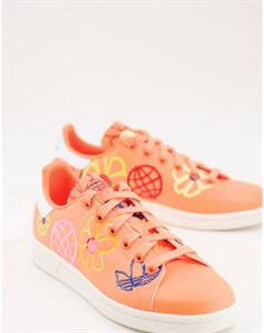 Оранжевые кроссовки со сплошным графическим принтом Sustainable Stan Smiths Adidas originals