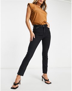 Черные выбеленные джинсы зауженного кроя в винтажном стиле с классической талией Asos design