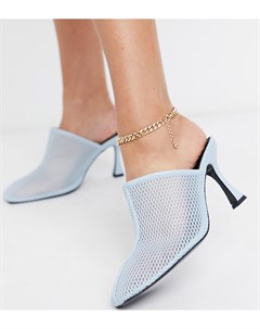 Синие сетчатые мюли для широкой стопы на среднем каблуке Sian Asos design
