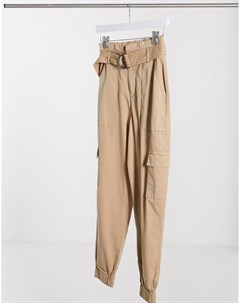 Светло коричневые брюки карго Vero moda