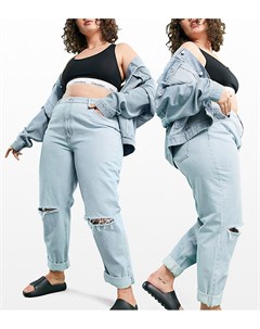 Яркие свободные джинсы в винтажном стиле с завышенной талией и рваной отделкой ASOS DESIGN Curve Asos curve