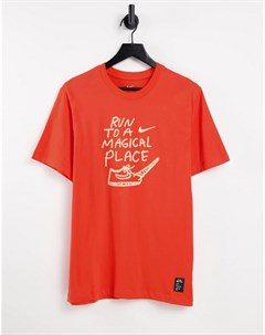 Оранжевая футболка с графическим принтом AIR Nike running