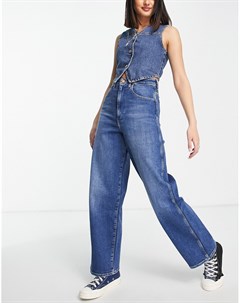 Синие выбеленные джинсы с завышенной талией и очень широкими штанинами Wrangler