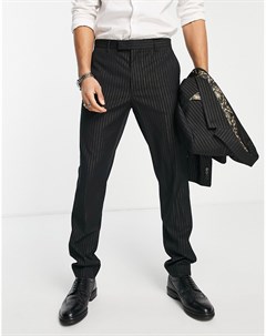 Костюмные брюки зауженного кроя в тонкую полоску с эффектом металлик Harry brown