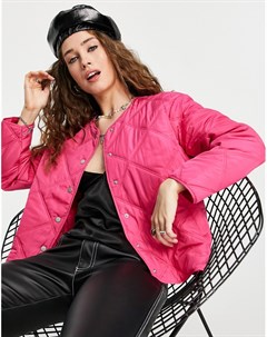 Короткая стеганая куртка ярко розового цвета Only