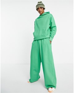 Изумрудно зеленые oversized джоггеры с широкими штанинами из плотного трикотажа от комплекта Asos design
