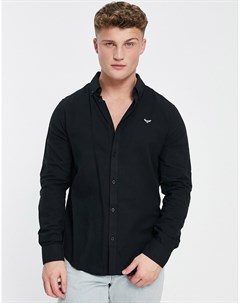 Черная оксфордская рубашка с длинными рукавами Threadbare