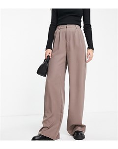 Серо коричневые брюки со складками и широкими штанинами Missguided tall