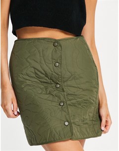 Стеганая юбка цвета хаки с застежкой на кнопки спереди и с витыми узорами от комплекта Vero moda