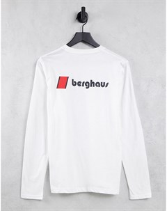 Лонгслив белого цвета с ретро логотипом спереди и сзади Heritage Berghaus