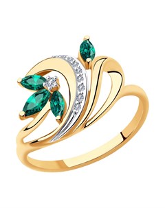 Кольцо из золота с бриллиантами и изумрудами Sokolov