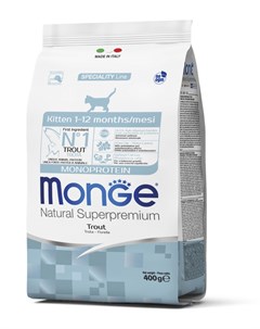 Сухой корм Cat Monoprotein с форелью для котят 400 г Форель Monge