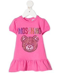 Платье футболка с логотипом и стразами Moschino kids