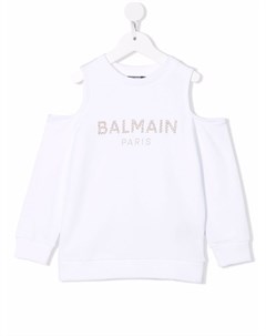 Толстовка с логотипом и открытыми плечами Balmain kids