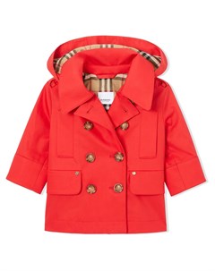 Двубортное пальто с капюшоном Burberry kids