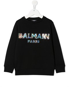 Толстовка с круглым вырезом и нашивкой логотипом Balmain kids