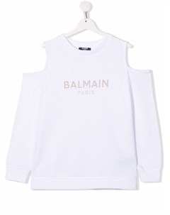 Толстовка с логотипом и открытыми плечами Balmain kids