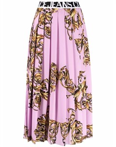 Плиссированная юбка с принтом Baroque Versace jeans couture