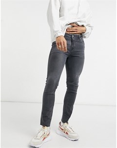 Черные выбеленные облегающие джинсы с необработанным краем Asos design