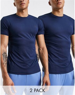 Набор из 2 темно синих спортивных футболок Threadbare Active Threadbare fitness