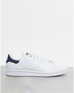Бело синие кроссовки vegan Stan Smith Adidas originals