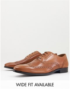 Светло коричневые оксфордские туфли броги из кожи Asos design