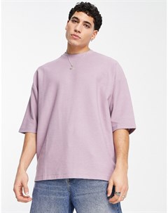 Фиолетовая oversized футболка из вафельного материала с рукавами до локтя Asos design