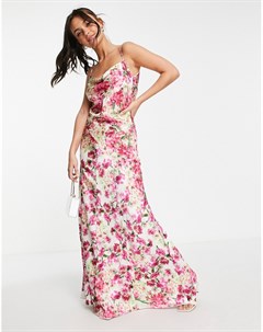 Розовое платье макси со свободным воротом и смешанным цветочным принтом Hope & ivy