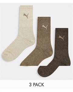 Набор из 3 пар носков в коричневой гамме Puma