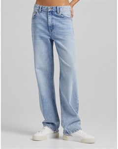 Винтажные голубые свободные джинсы в стиле 90 х с заниженной талией Bershka
