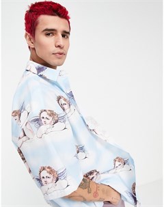 Oversized рубашка прямого кроя с принтом ангелочков Asos design