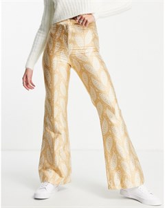 Золотистые жаккардовые брюки с узором пейсли Topshop