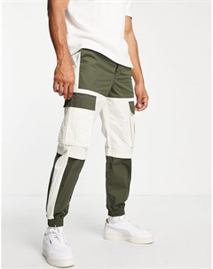Свободные брюки карго со вставками цвета хаки Topman