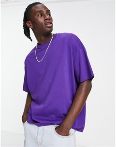 Oversized футболка из фиолетовой выбеленной вискозы с рукавами до локтя Asos design