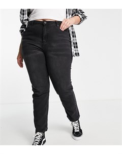 Прямые джинсы выбеленного черного цвета с завышенной талией Simply be