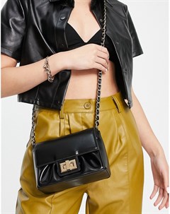 Черная сумка через плечо со сборками и ремешком цепочкой Asos design