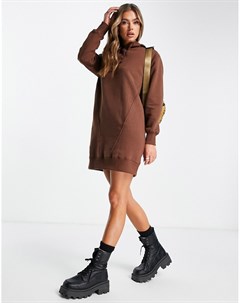 Платье худи мини шоколадно коричневого цвета со вставкой Floyd Threadbare