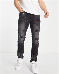 Потертые серые выбеленные джинсы Criminal damage