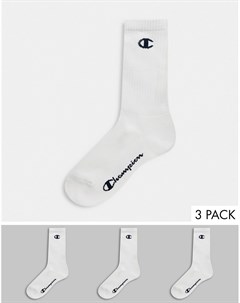 Комплект из 3 пар белых носков до середины голени Champion